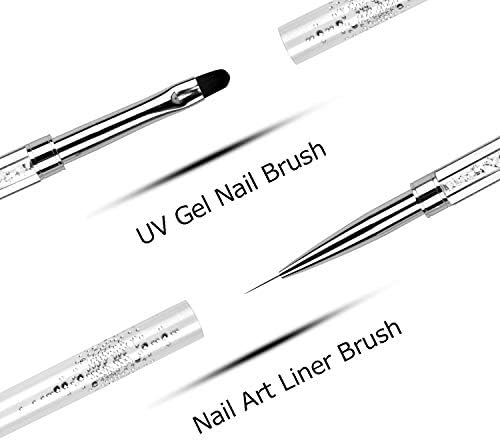 Close up of Ycyan professional nail brush rhinestone handle detail