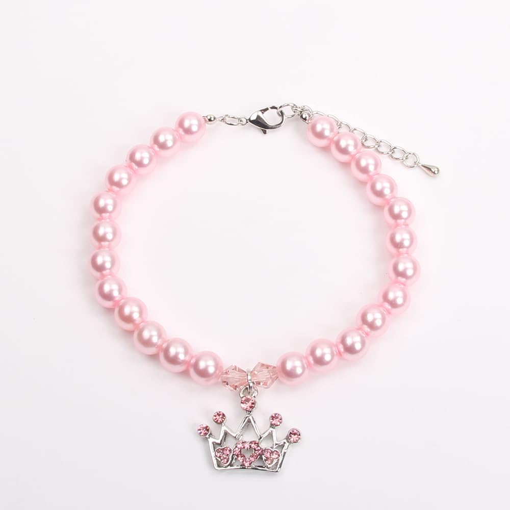 Elegant cat accessorized with a luxury pink pearl fashion collar for parties