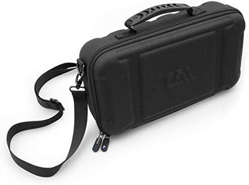 CASEMATIX professional barber travel case open displaying fourteen foam slots for metal blades