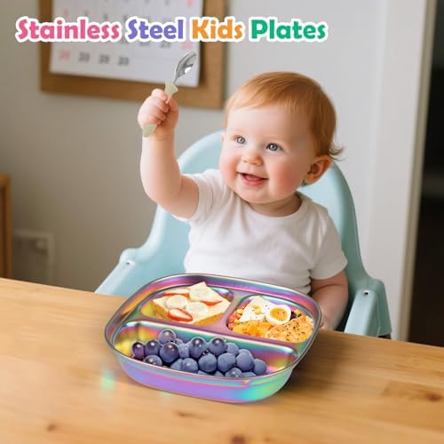 Top view of Taladad divided stainless steel tray