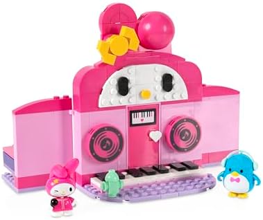 Detailed shot of the walkable piano keyboard and disc jockey booth inside the building set