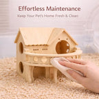 Improved Safety Large Balcony Small & Cute Wooden Hamster House with Large Balcony - Double-Decker Forest-Style Hut for Dwarf Hamsters, Mice, Gerbils, Rats & Small Pets (Compact Size Only) - Image 7