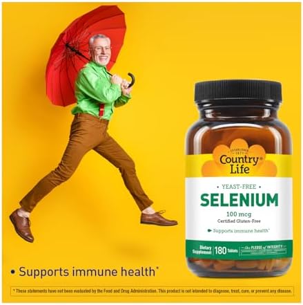 Country Life Yeast Free Selenium 100 Micrograms premium packaging and allergen-free information