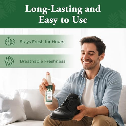 Close up of Foot Sense label showing long lasting odor neutralization features.