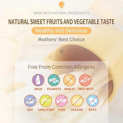 Side panel view of Baby Mum-Mum gentle banana teething cookies highlighting the non-GMO verified status.