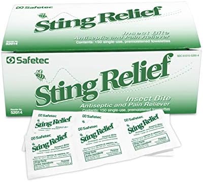 USA imported Safetec first aid wipes for outdoor pain and itch relief.