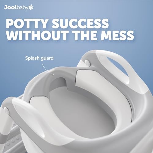 Collapsible toddler toilet trainer seat with steps folded flat for compact bathroom storage