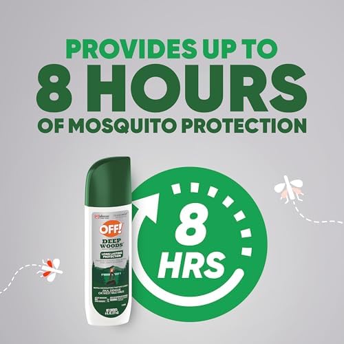 A close-up view of the pump spray nozzle on the OFF! Deep Woods insect repellent container.