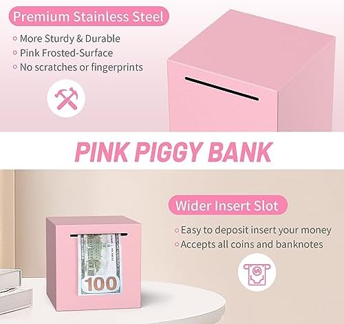 Adult breaking open a pink Kypeeka steel cash container with a hammer.