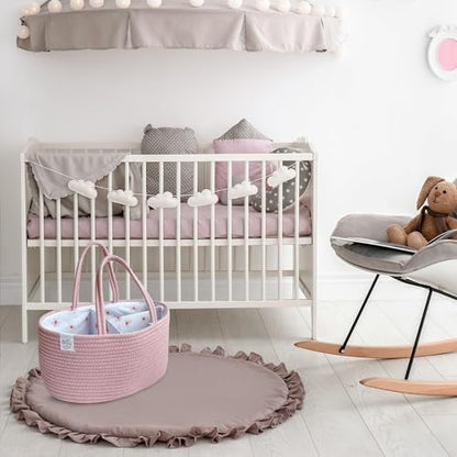 Side view of Kiddycare cotton canvas nappy caddy for travel