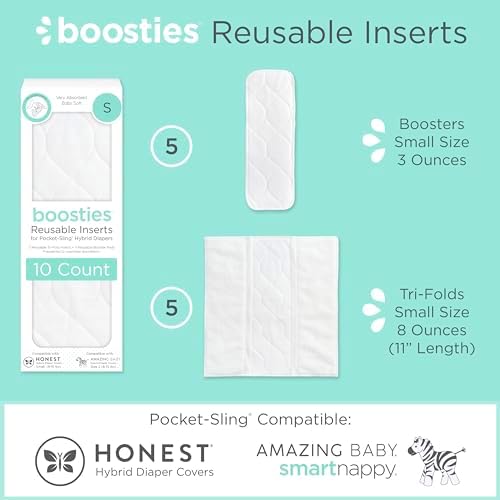 Five tri-fold and five booster cloth diaper inserts pack