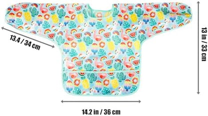 Five different multicolor patterns of the PandaEar lightweight washable weaning bibs