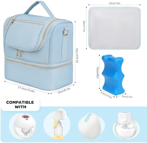Jaffzora breast pump travel tote showing the insulated cooler compartment