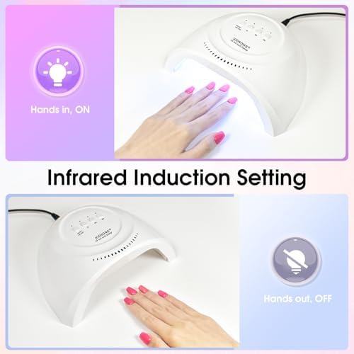 JODSONE automatic sensor nail lamp with hand inserted demonstrating hands-free operation.
