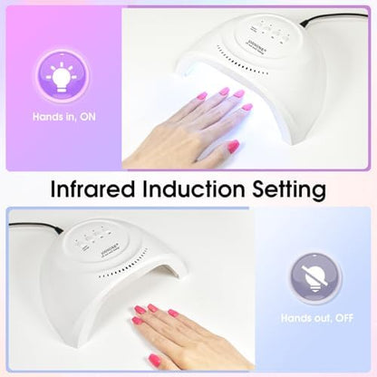 JODSONE automatic sensor nail lamp with hand inserted demonstrating hands-free operation.