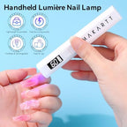 Makartt portable mini nail dryer lamp showing power button and LED curing light
