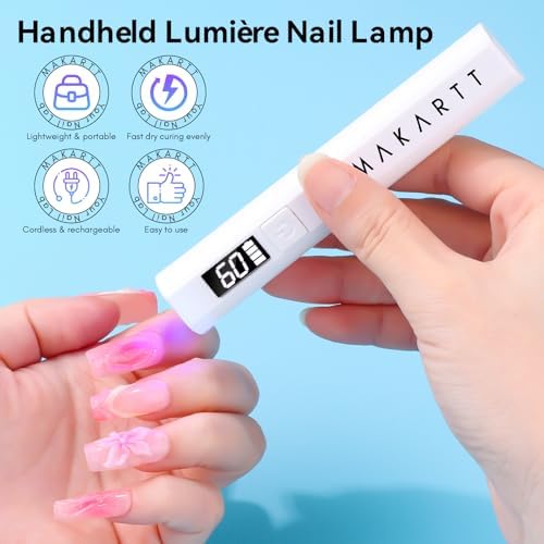 Rechargeable USB nail light showing the charging port and digital timer interface details.