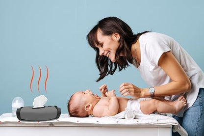 Side view of Jokari wipes heater in a diaper bag