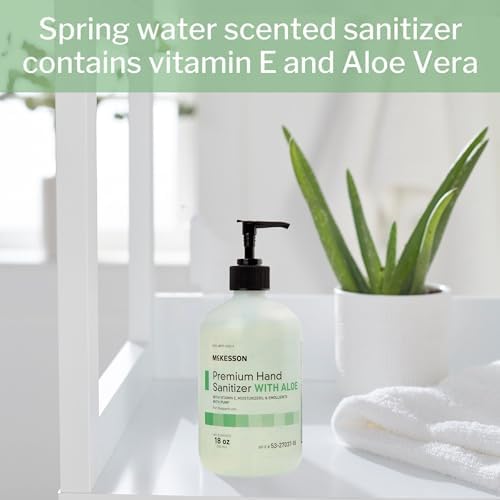McKesson Hand Sanitizer with Aloe, 18 oz Pump Bottle [Pack of 3] - 70% Ethyl Alcohol, Spring Water Scent, No-Rinse Sanitizing Gel with Vitamin E and Moisturizers, Medical-Grade - Image 5