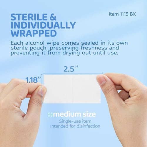 Individually wrapped 70 percent isopropyl alcohol wipes for skin antisepsis