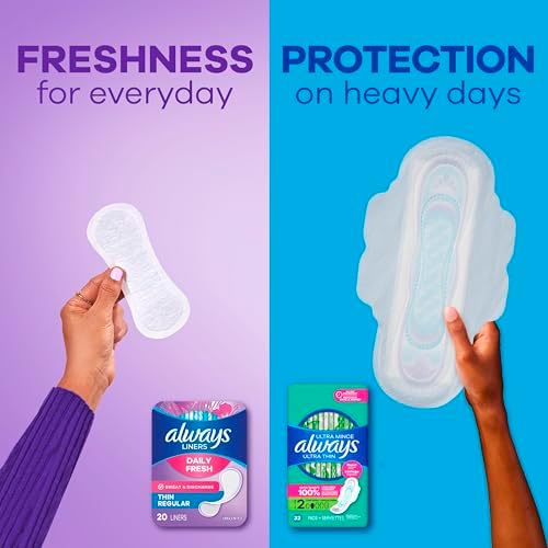Side view of Always Daily Fresh box displaying quantity and absorbency details