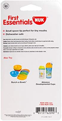 Imported NUK soft tip baby feeding spoons close up view highlighting the gentle flexible edge.