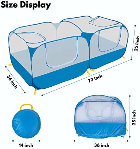 Small Animals Playpen with Detachable Bottom, Breathable Mesh Walls, Portable Indoor/Outdoor Pet Cage Tent for Rabbits, Puppies, Kittens, Chicks (Blue) - Image 3