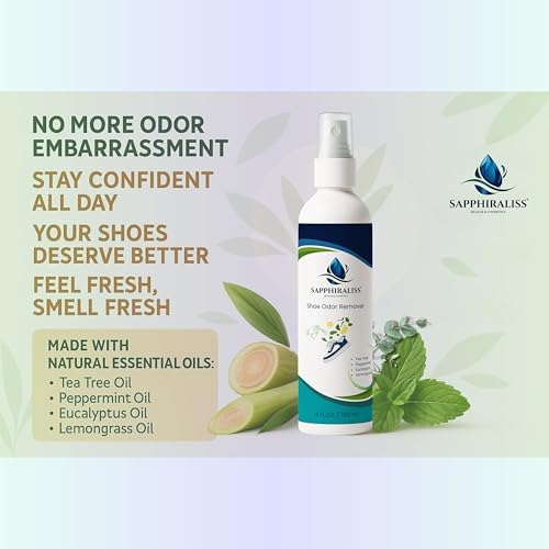 Natural ingredients list including tea tree oil and lemongrass on the spray bottle