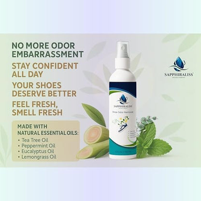 Natural ingredients list including tea tree oil and lemongrass on the spray bottle