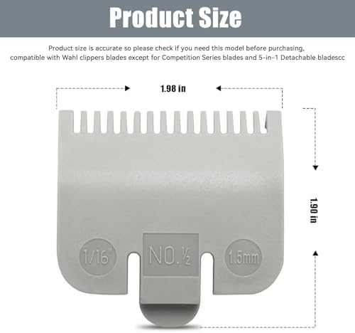 Two pack grey hair trimmer guide combs highlighting one point five millimeter teeth structure