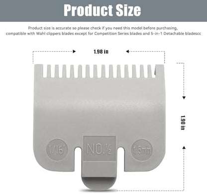 Two pack grey hair trimmer guide combs highlighting one point five millimeter teeth structure
