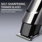 Close up of 7d24hcare stainless steel blades performing precise beard outlining