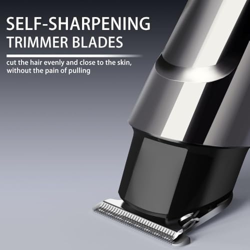 Close up of 7d24hcare stainless steel blades performing precise beard outlining