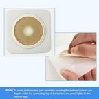 Heagimed flexible non woven border ostomy wafer showing the coupling flange ring