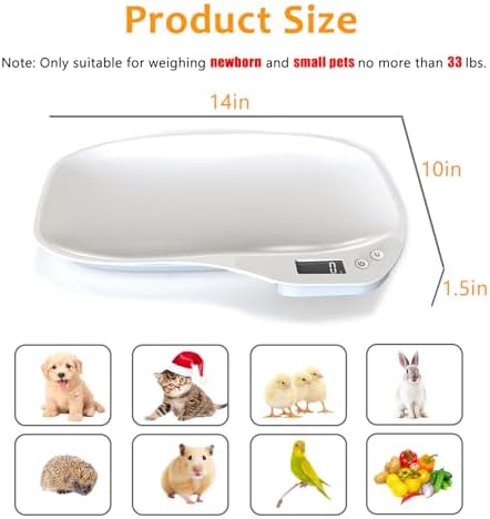 HMRCYTE portable electronic pet scale showing backlit display with tare button feature