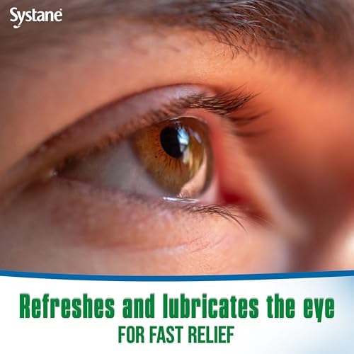 Side view of Systane eye drop bottle showing usage instructions and warnings