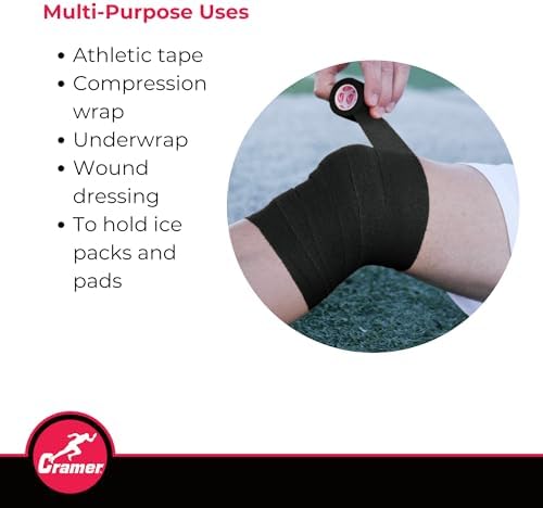Black 2 inch by 6 yard roll of Cramer self-adherent sports wrap