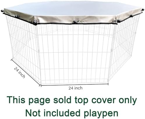 YGCASE octagonal dog fence top being secured with heavy duty ball bungee cords to prevent puppy escape