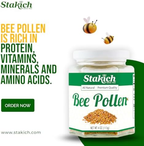 Golden raw bee pollen granules close up texture