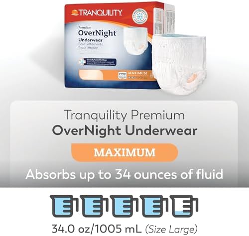 Tranquility overnight adult pull on diaper showing the highly absorbent peach mat core details