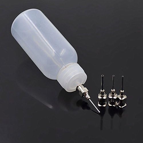 Hennasy plastic henna bottle applicator front view with stainless steel tips