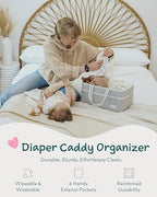 Lily Miles nursery storage tote with side pockets