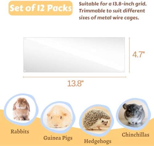 12 Pcs Cage Guard 13.8"x4.7" with Zip Ties Scatter Guard Clear Cage Liner Flexible Side Lining for Rabbit Guinea Pig C&C Metal Wire Playpen - Image 3
