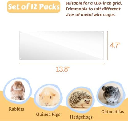 12 Pcs Cage Guard 13.8"x4.7" with Zip Ties Scatter Guard Clear Cage Liner Flexible Side Lining for Rabbit Guinea Pig C&C Metal Wire Playpen - Image 3