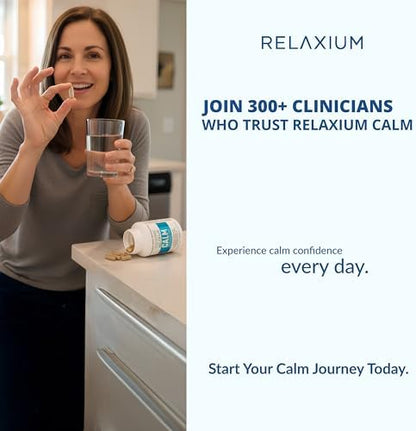 Relaxium Calm 60 vegan capsules packaging highlighting mushroom blend.
