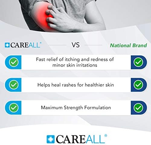 Front view of CareAll Maximum Strength anti-itch cream tube showing 1 percent hydrocortisone active ingredient.
