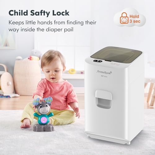 Aroma Room touchless diaper pail with height enhancement kickstand