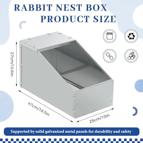 Maxcheck 4 Pcs Galvanized Metal Rabbit Nesting Box Bunny Small Animal Nest with Removable Acrylic Floor Durable Easy to Clean for Indoor Outdoor Use Rabbit Supplies (18.5 * 10.6 * 10 Inch) - Image 3