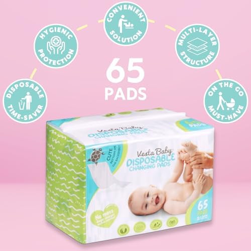Vesta Baby Disposable Changing Pads in use on changing table