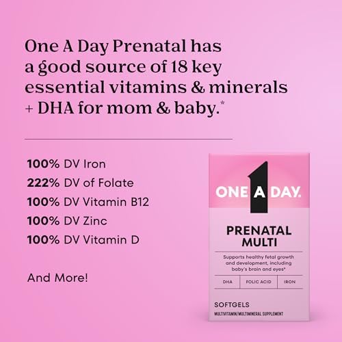 Side view of One A Day Prenatal 30 Softgels supplement facts